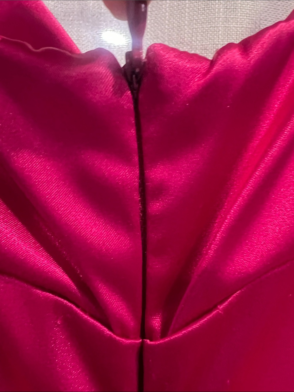 Caché magenta Satin Ruched V-Neck fishtail Evening Dress gown vintage Y2K - Picture 6 of 7